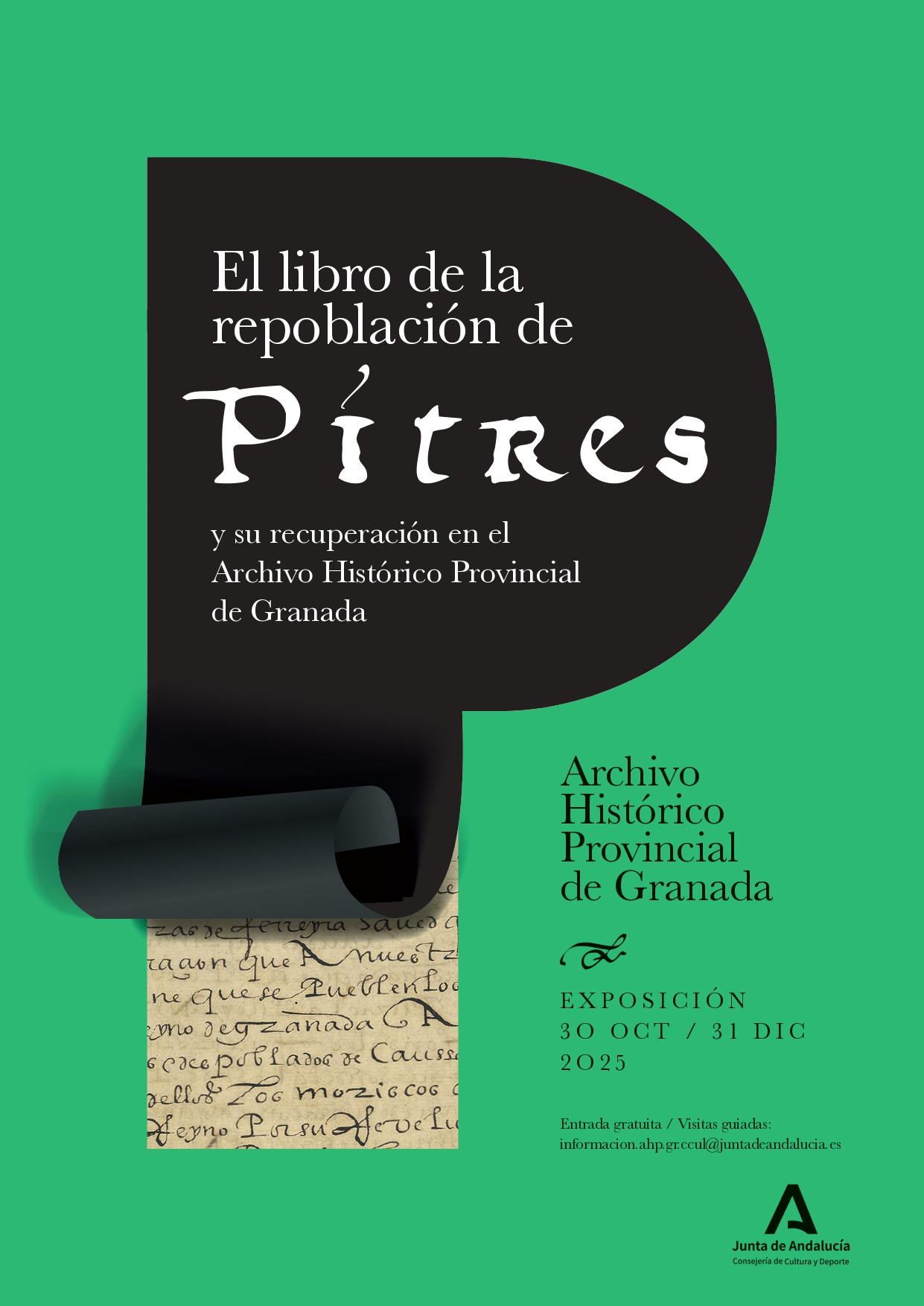 Exposición El libro de la repoblación de Pitres y su recuperación en el Archivo Histórico Provincial de Granada (AHPGR)